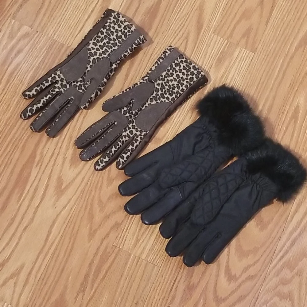 Preston of York gloves‎ black with fur med